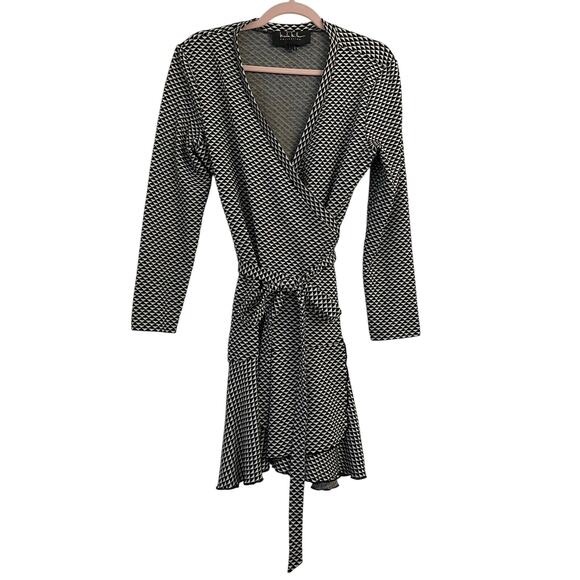 Nicole Miller Collection Claudette Knit Wrap Dress L Sweater Geometric Office - Picture 2 of 11